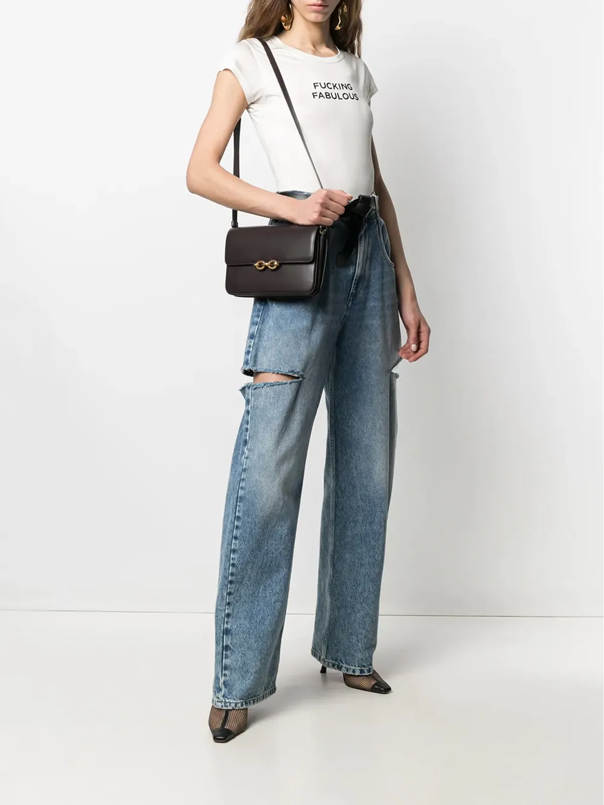 Saint Laurent Le Maillon レザー サッチェル（ブラウン） - 画像2