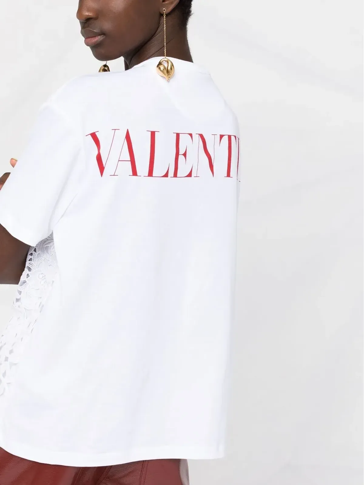 Valentino Garavani ロゴプリント レースパネル Tシャツ - 画像3