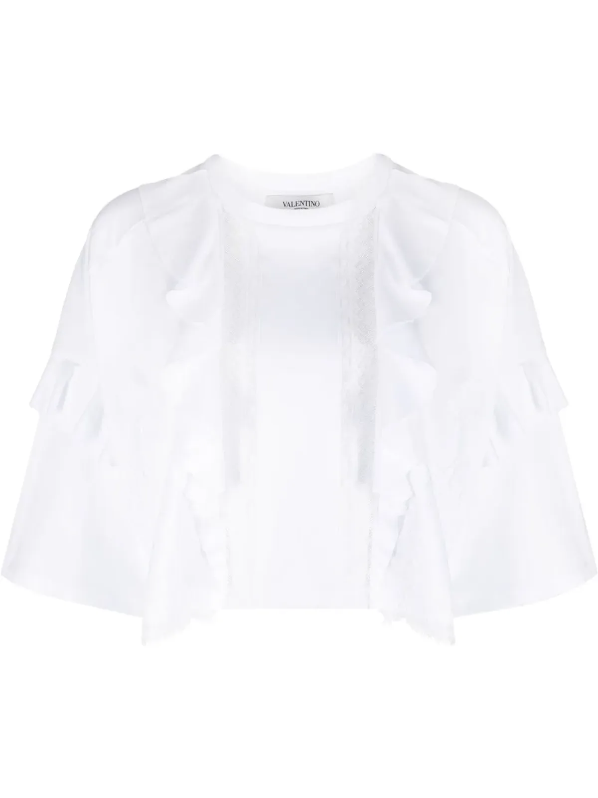 Valentino Garavani レースパネルクロップドTシャツ - 画像1