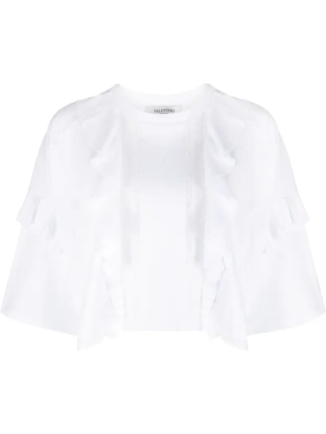 Valentino Garavani Valentino Garavani レースパネルクロップドTシャツの商品画像