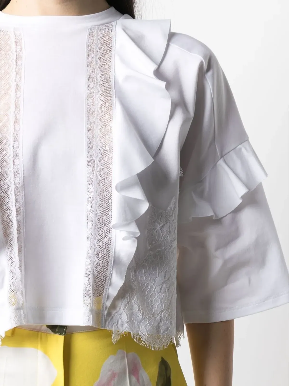 Valentino Garavani レースパネルクロップドTシャツ - 画像5