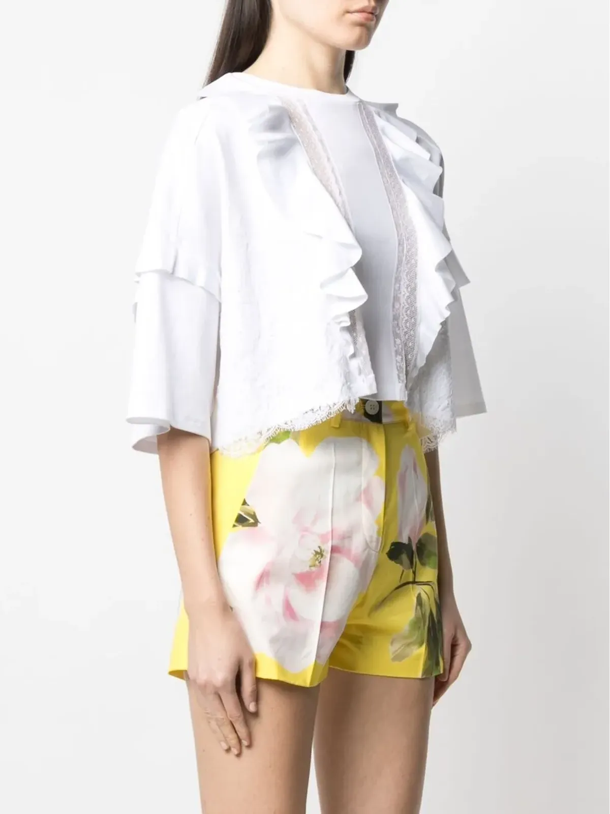 Valentino Garavani レースパネルクロップドTシャツ - 画像3