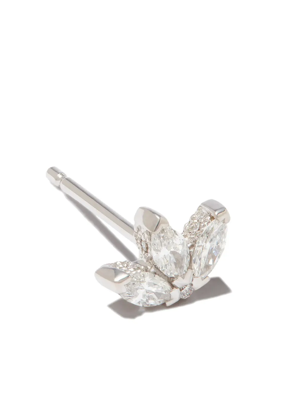MARIA TASH 18Kホワイトゴールド エングレーブド ロータス ダイヤモンド シングルピアス - 画像2
