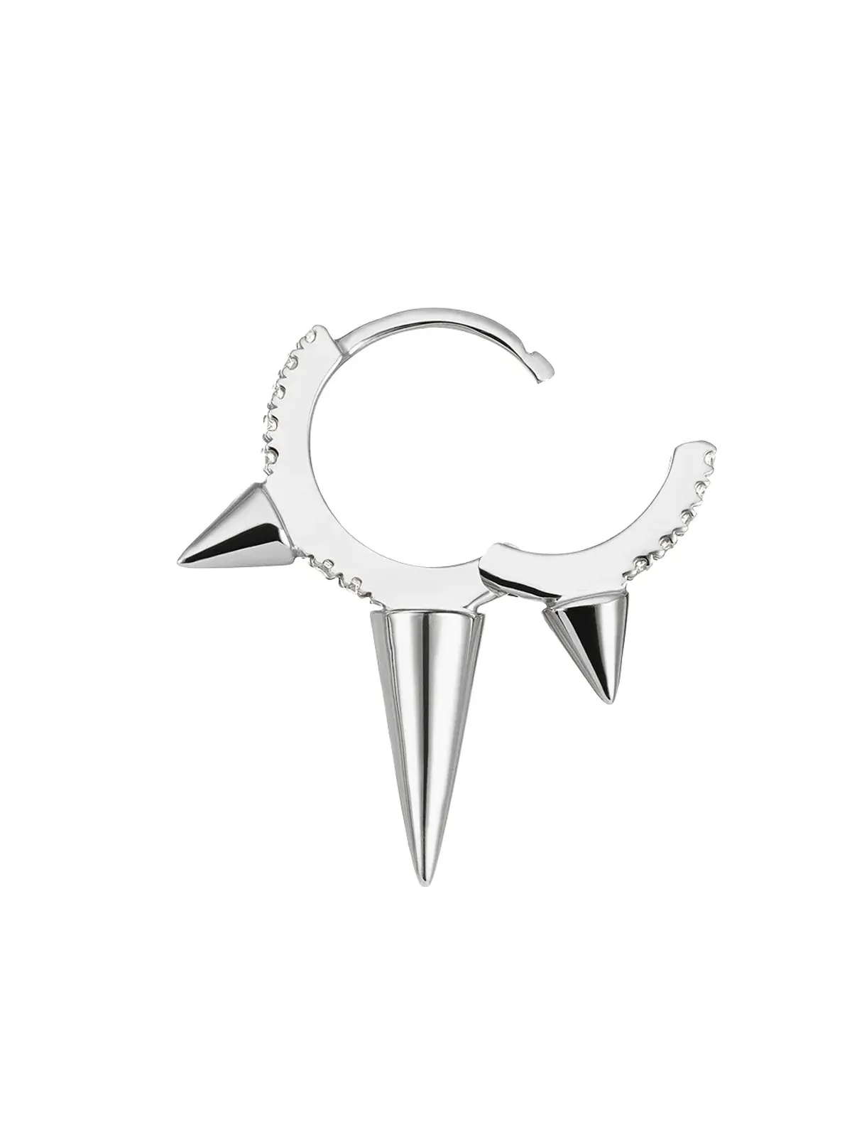 MARIA TASH 18K ホワイトゴールド トリプルスパイク ダイヤモンド ハギー ピアス - 画像2