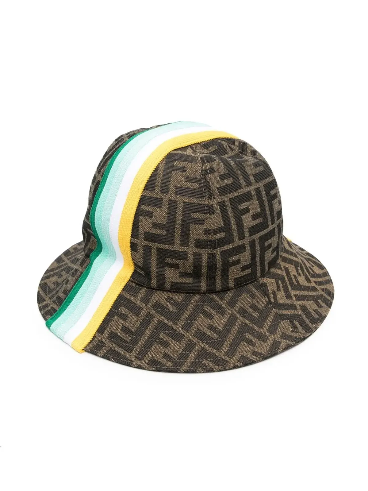Fendi Kids FFロゴ入りストライプ日よけ帽子 - 画像1