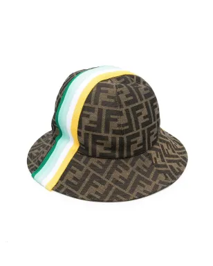 Fendi Kids FFロゴ入りストライプ日よけ帽子 - サムネイル1