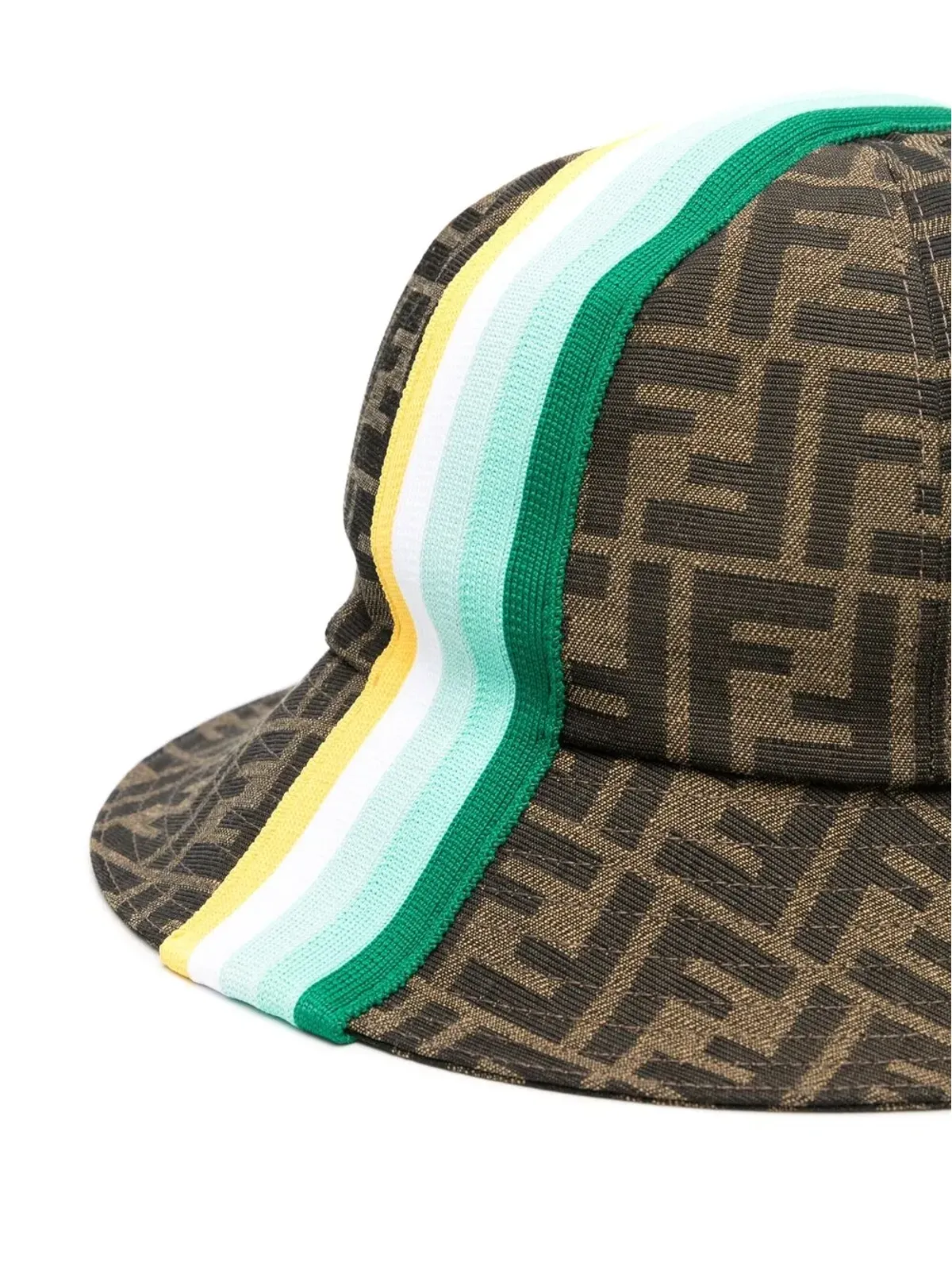 Fendi Kids FFロゴ入りストライプ日よけ帽子 - 画像2