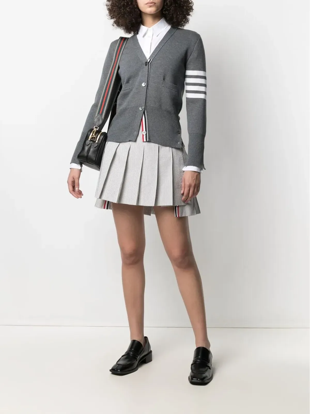 Thom Browne ピンストライプ柄プリーツミニスカート - Grey - 画像2