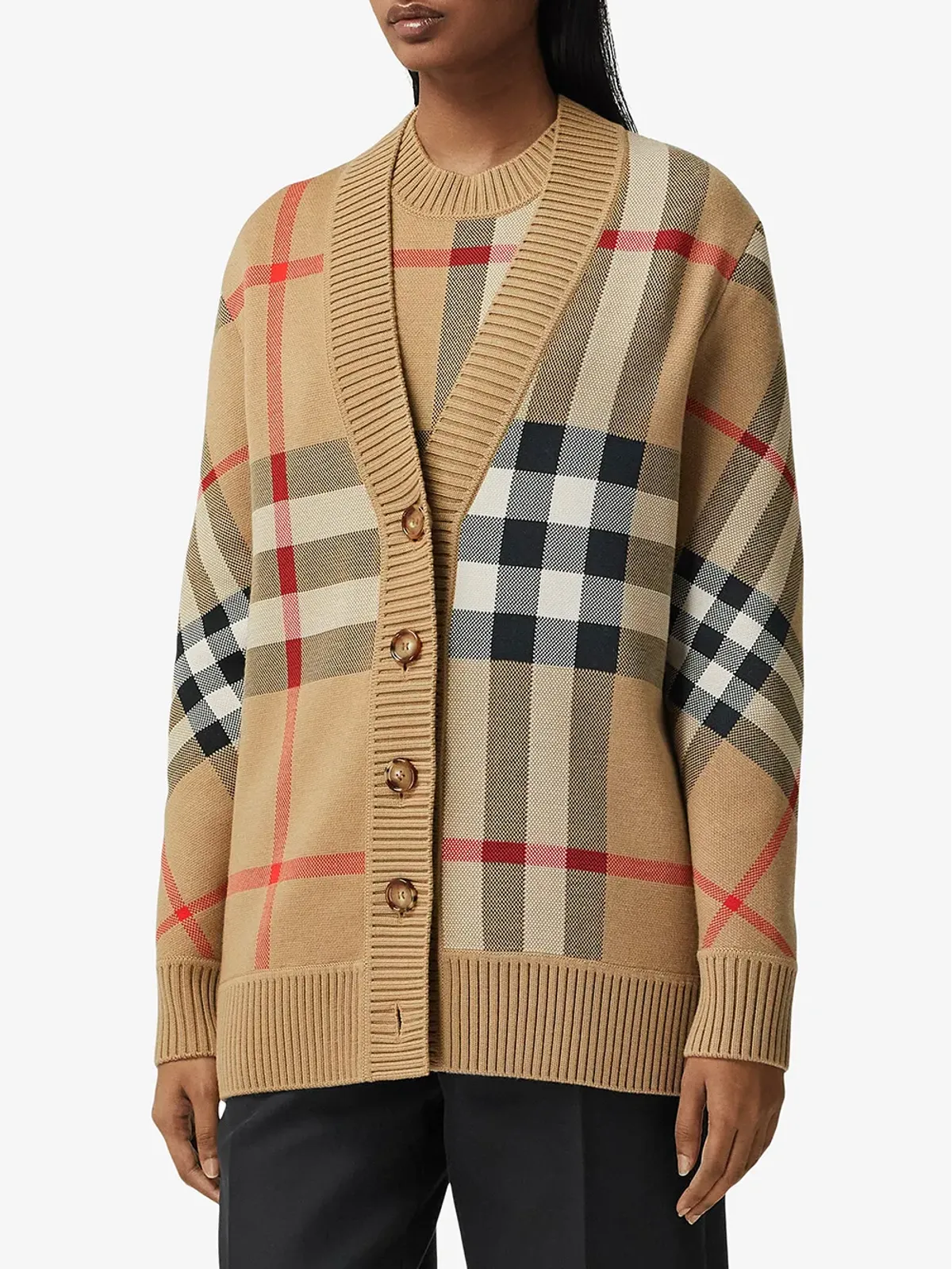 Burberry ヴィンテージ チェック Vネック カーディガン - 画像3