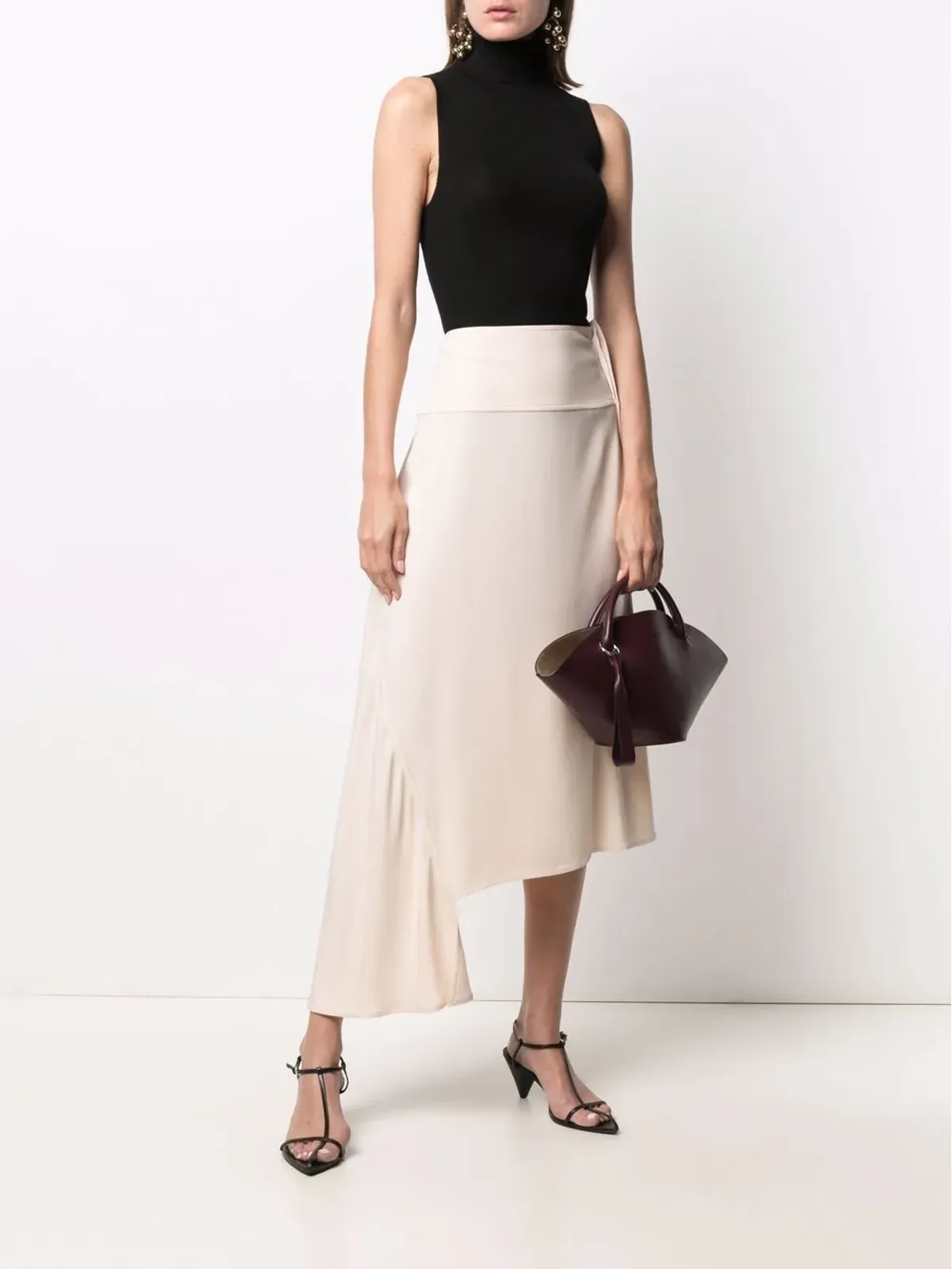 Jil Sander ハイウエスト アシンメトリースカート - 画像2