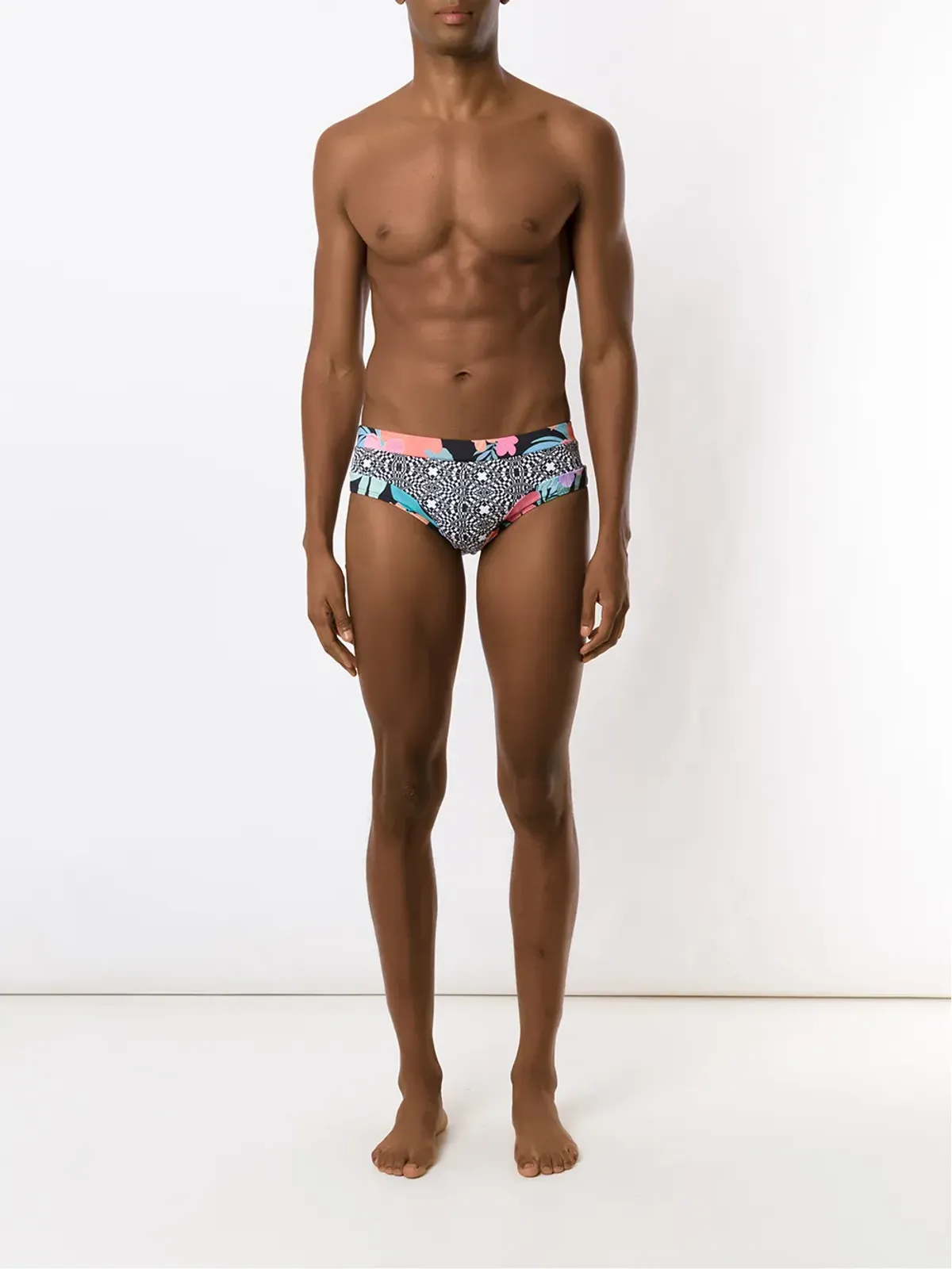 Amir Slama ストライプパネル ハイビスカス柄 水泳トランクス - Multicolour - 画像2