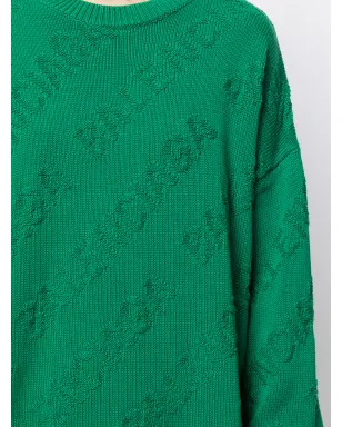 Balenciaga ロゴ入りインターシャ オーバーサイズ ジャンパー - グリーン - サムネイル5
