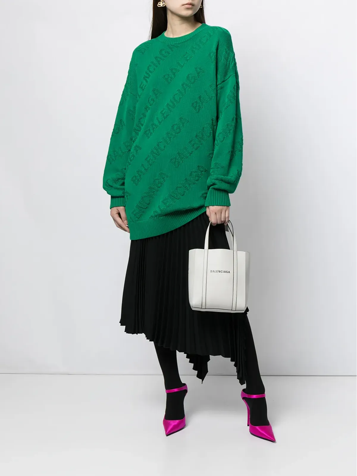 Balenciaga ロゴ入りインターシャ オーバーサイズ ジャンパー - グリーン - 画像2