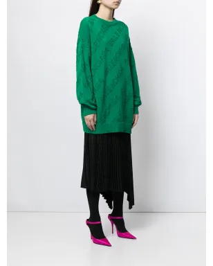 Balenciaga ロゴ入りインターシャ オーバーサイズ ジャンパー - グリーン - サムネイル3