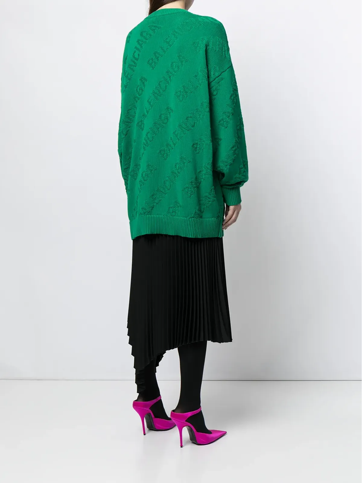 Balenciaga ロゴ入りインターシャ オーバーサイズ ジャンパー - グリーン - 画像4