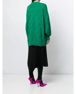 Balenciaga ロゴ入りインターシャ オーバーサイズ ジャンパー - グリーン - サムネイル4
