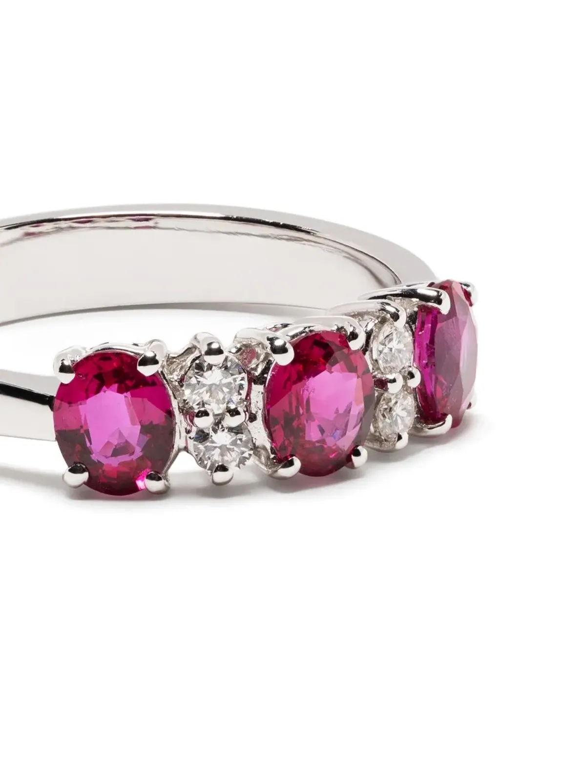 LEO PIZZO 18K ホワイトゴールド ダイヤモンド ルビー エタニティ バンド リング - 画像3