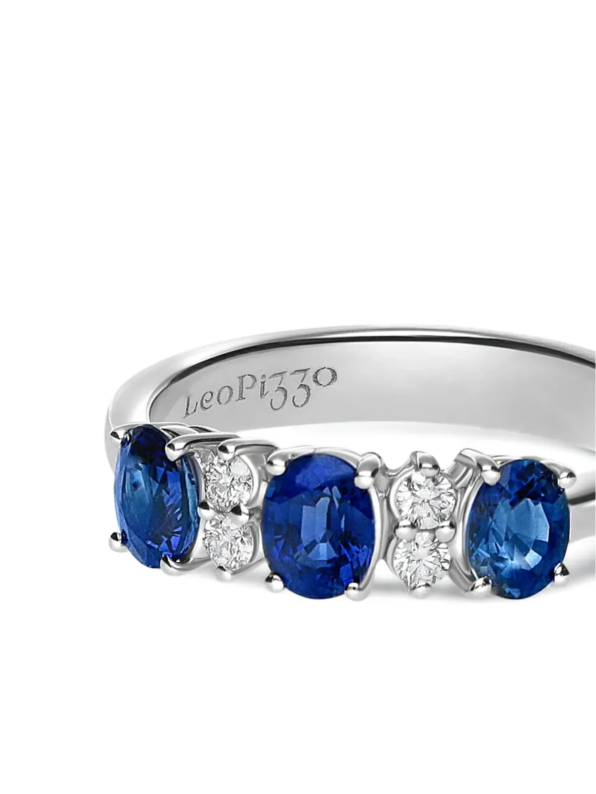 LEO PIZZO 18Kホワイトゴールド エタニティリング ダイヤモンドとサファイア（シルバー） - 画像3