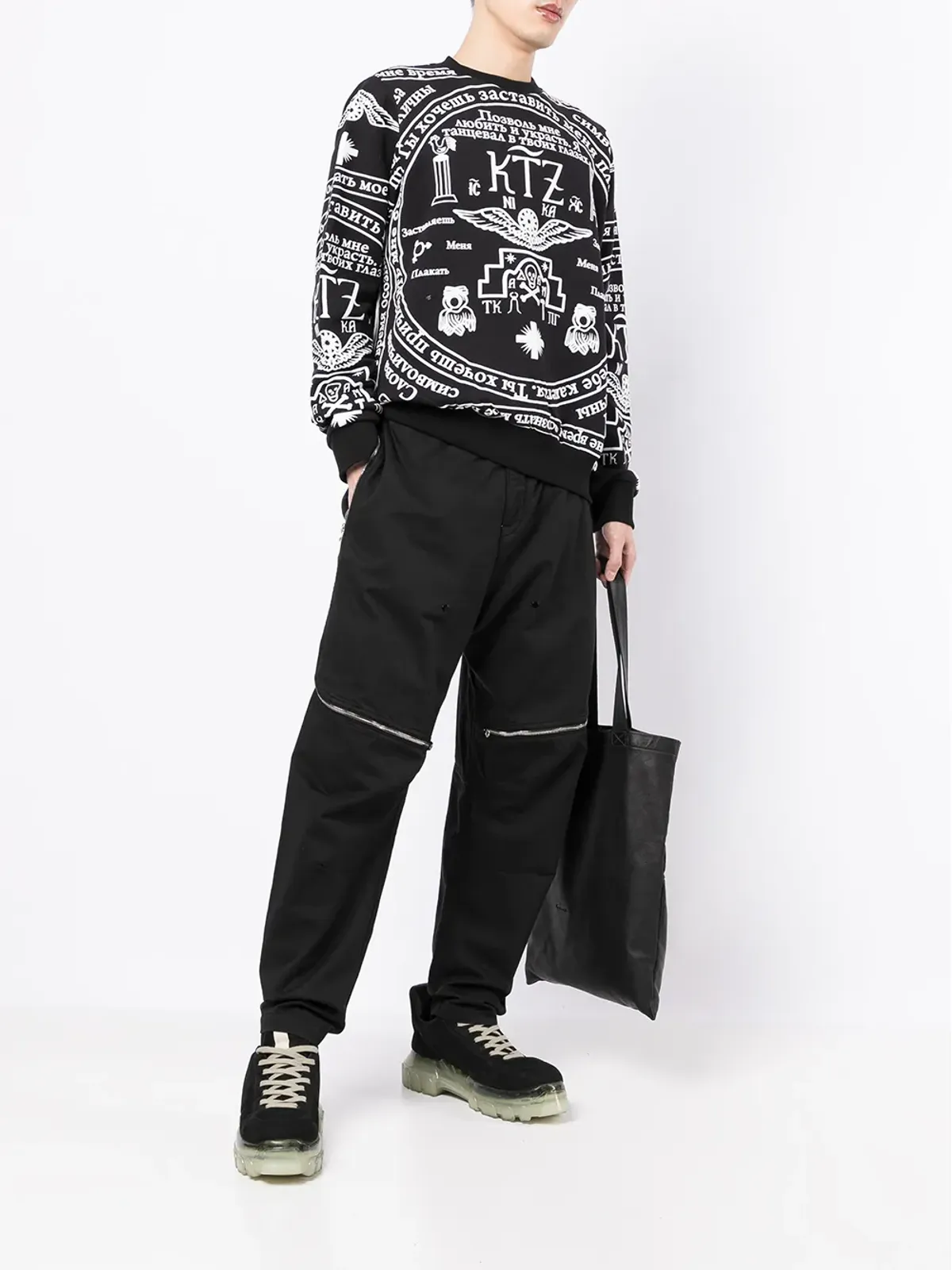 KTZ チャーチプリント スウェットシャツ ブラック - 画像2
