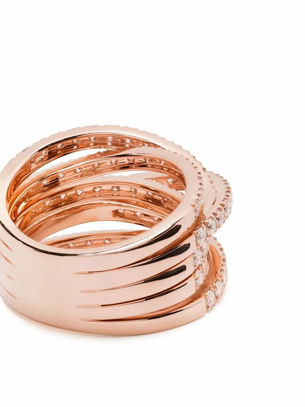 LEO PIZZO 18K ローズゴールド ダイヤモンド ウェーブリング - ピンク - 画像4