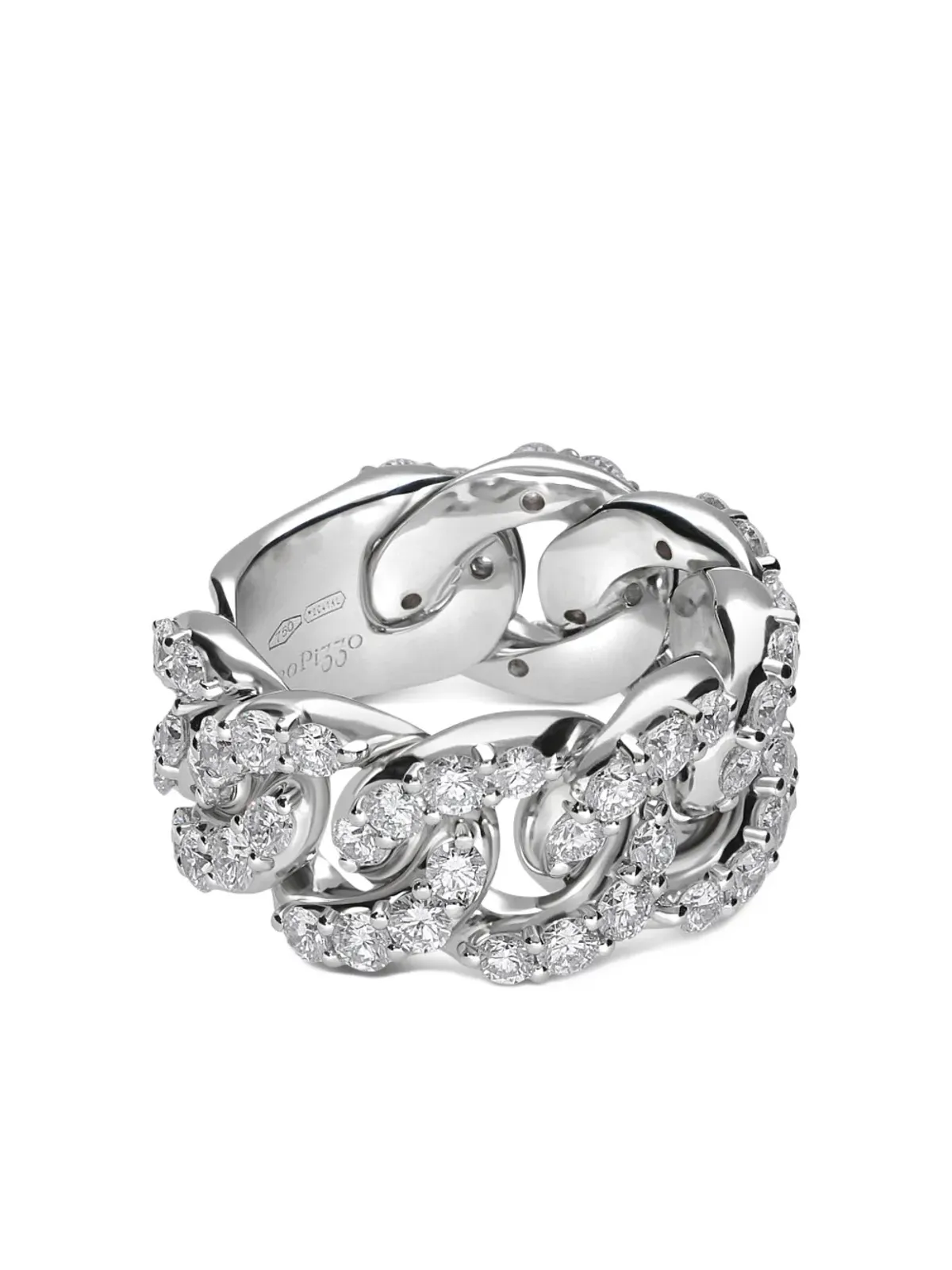 LEO PIZZO 18K white gold Groumette diamond ring - 画像3