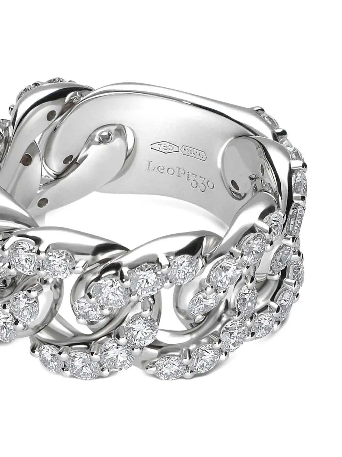 LEO PIZZO 18K white gold Groumette diamond ring - 画像4