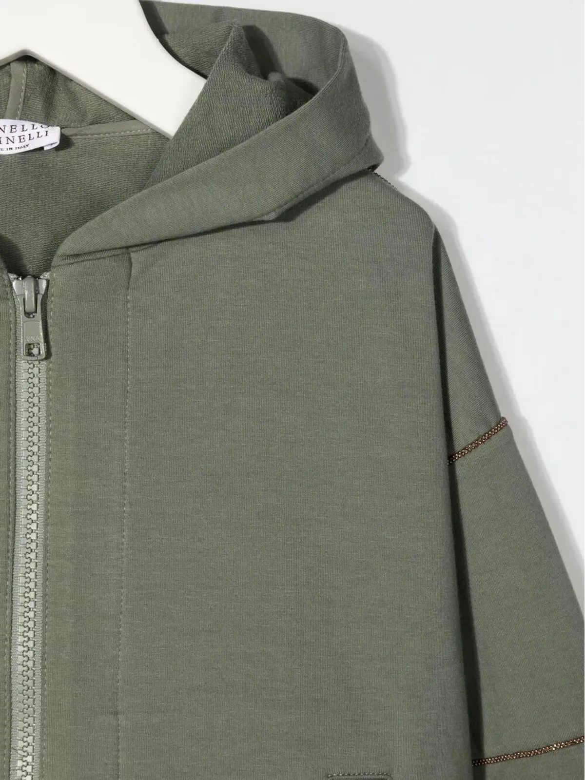 Brunello Cucinelli Kids スタッズ付きフードジャケット - 画像3