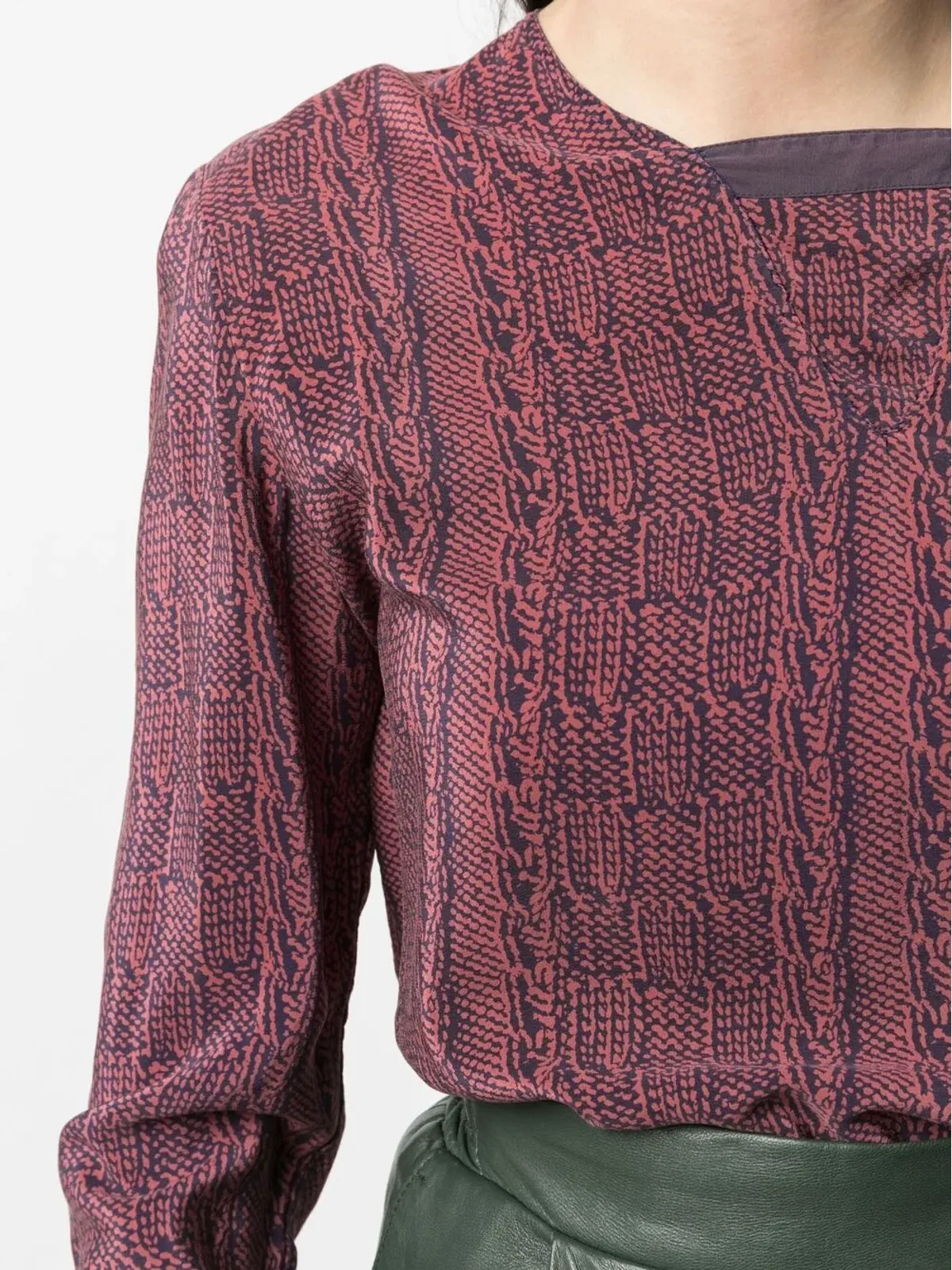 Giorgio Armani Pre-Owned 1990年代 アブストラクトプリント ブラウス - ピンク - 画像5