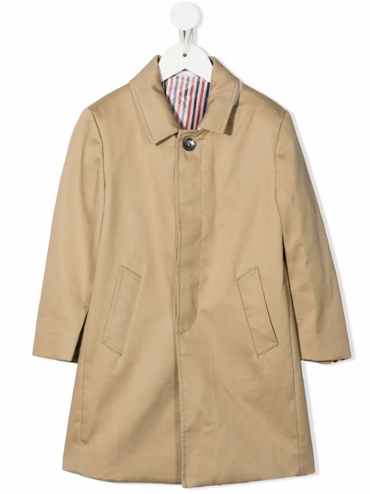 Thom Browne Kids バルカラー コットン オーバーコート - Neutrals - 画像1