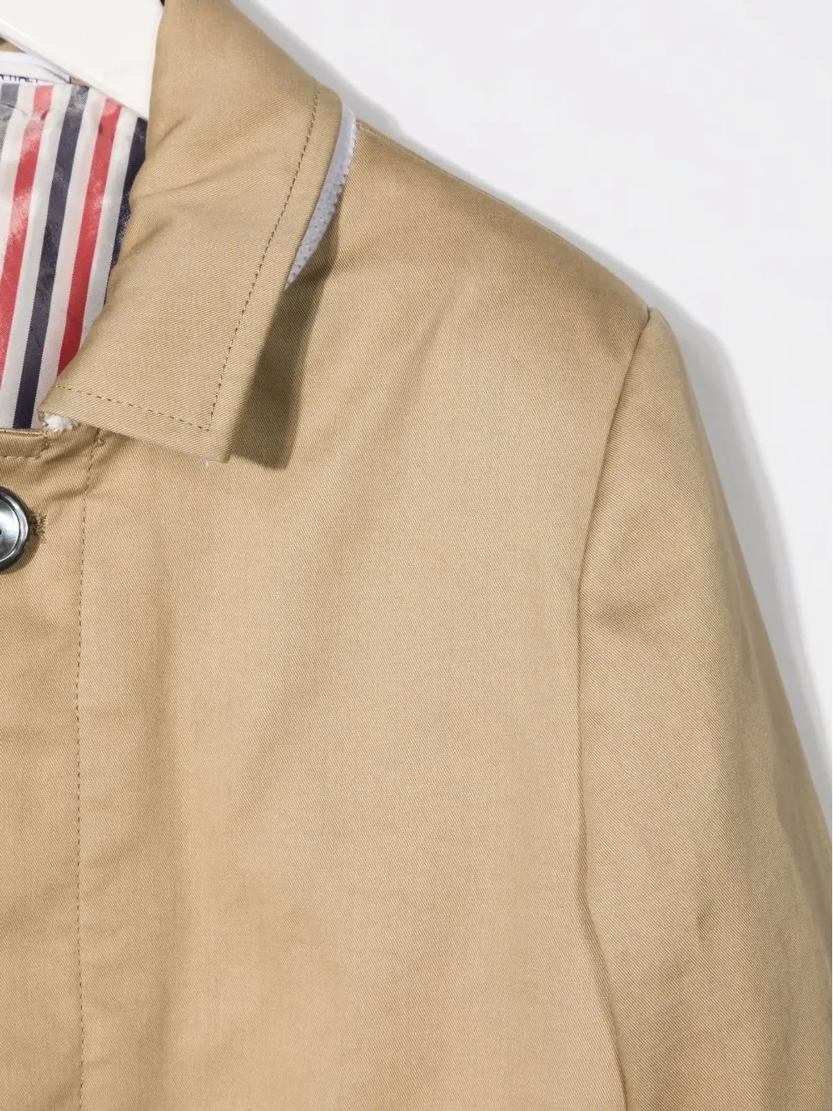 Thom Browne Kids バルカラー コットン オーバーコート - Neutrals - 画像3
