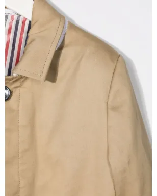 Thom Browne Kids バルカラー コットン オーバーコート - Neutrals - サムネイル3