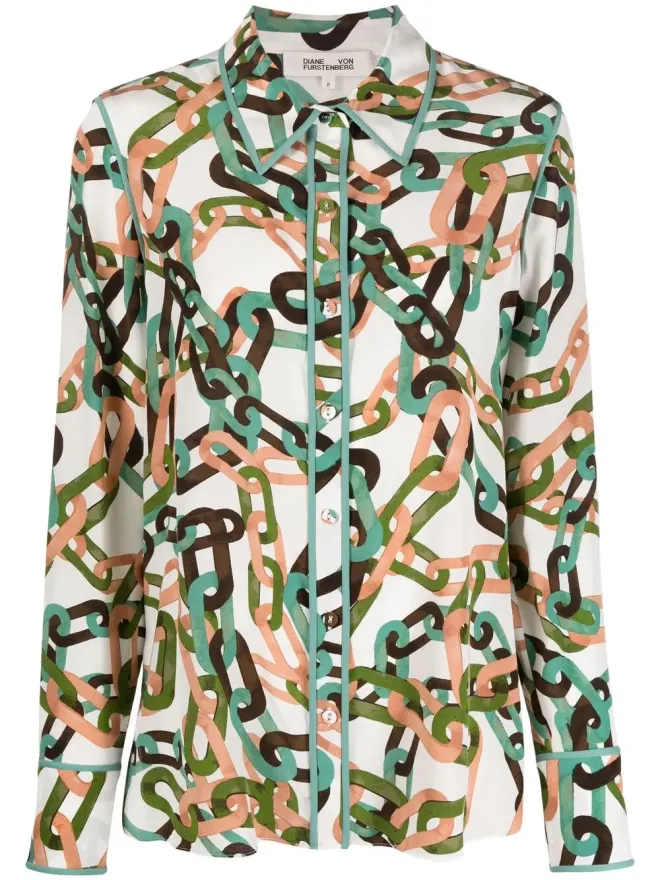 DVF Diane von Furstenberg DVF Diane von Furstenberg Kate シルク クレープ・ド・シャン シャツの商品画像