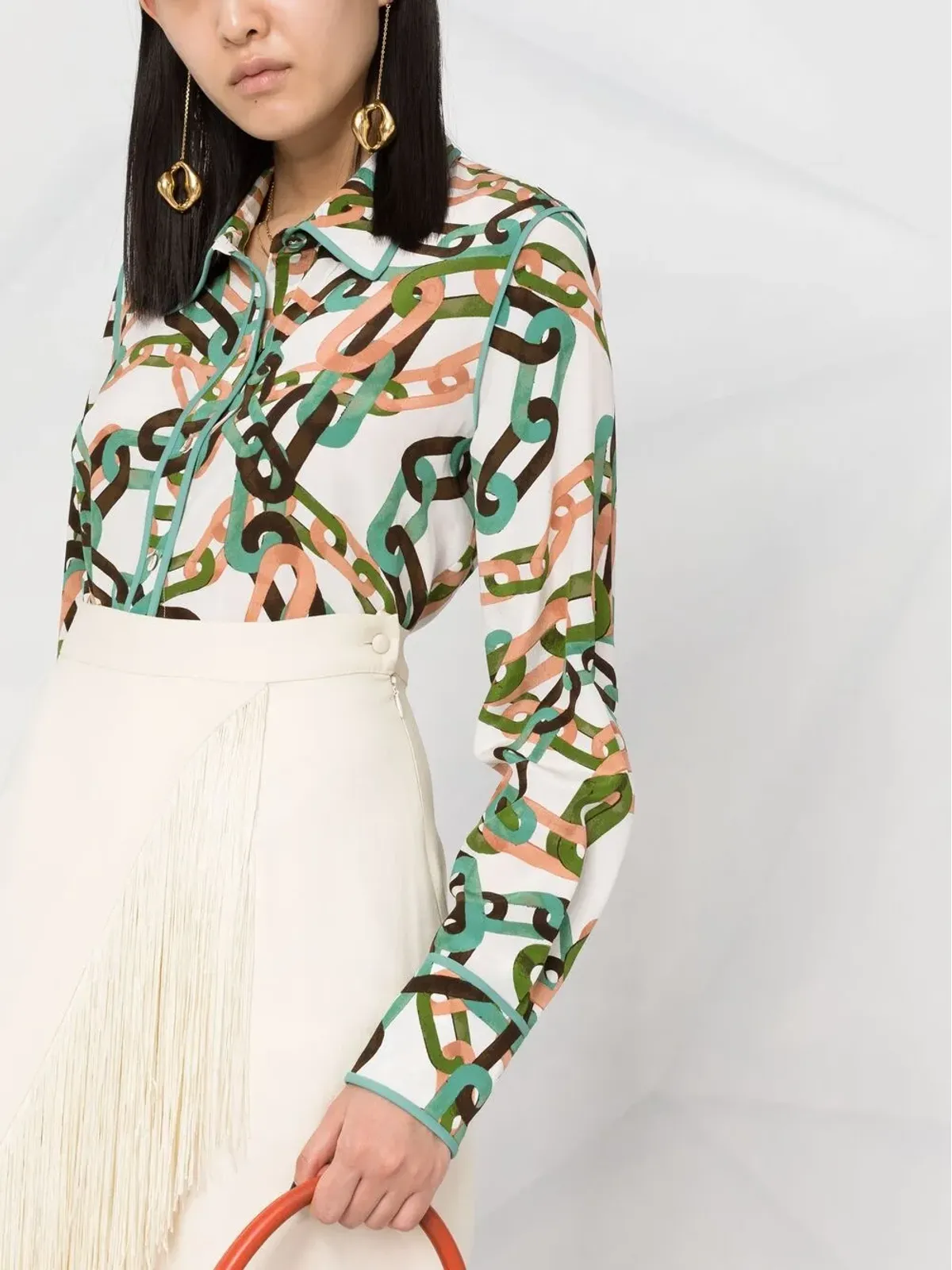 DVF Diane von Furstenberg Kate シルク クレープ・ド・シャン シャツ - 画像5