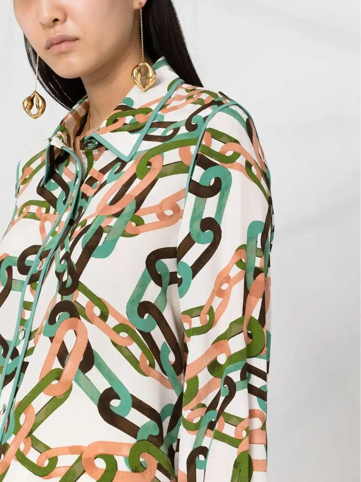 DVF Diane von Furstenberg Kate シルク クレープ・ド・シャン シャツ - 画像3