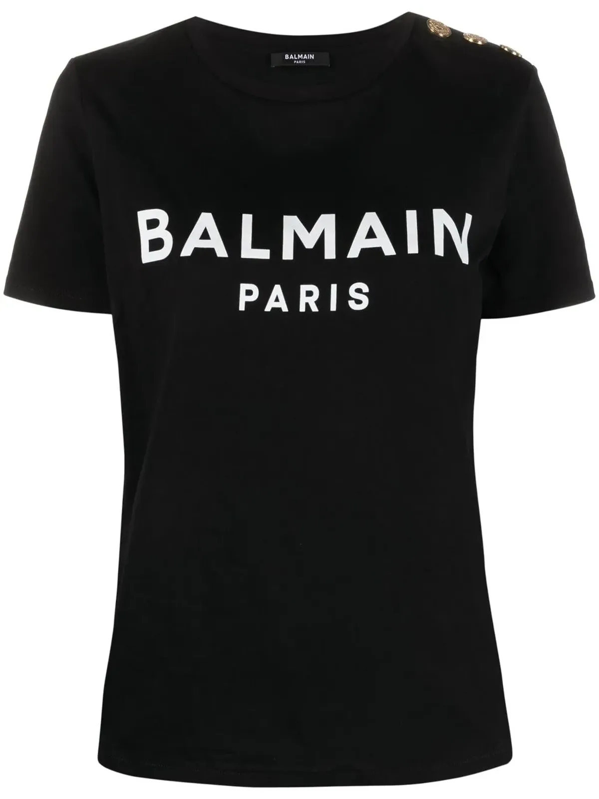 Balmain ロゴプリント コットンTシャツ ブラック - 画像1