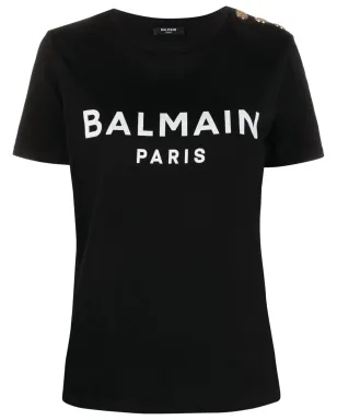 Balmain ロゴプリント コットンTシャツ ブラック - サムネイル1