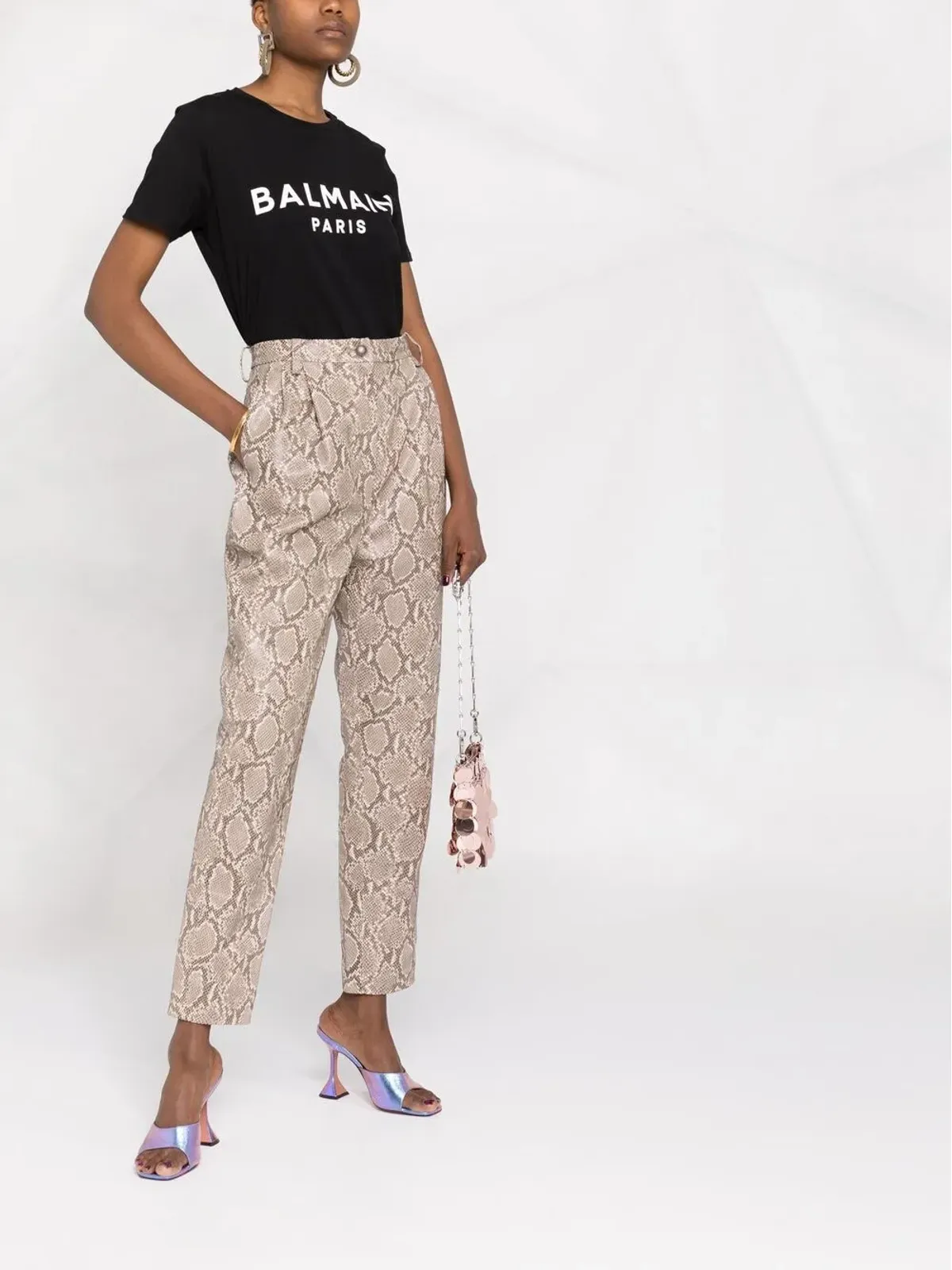 Balmain ロゴプリント コットンTシャツ ブラック - 画像4