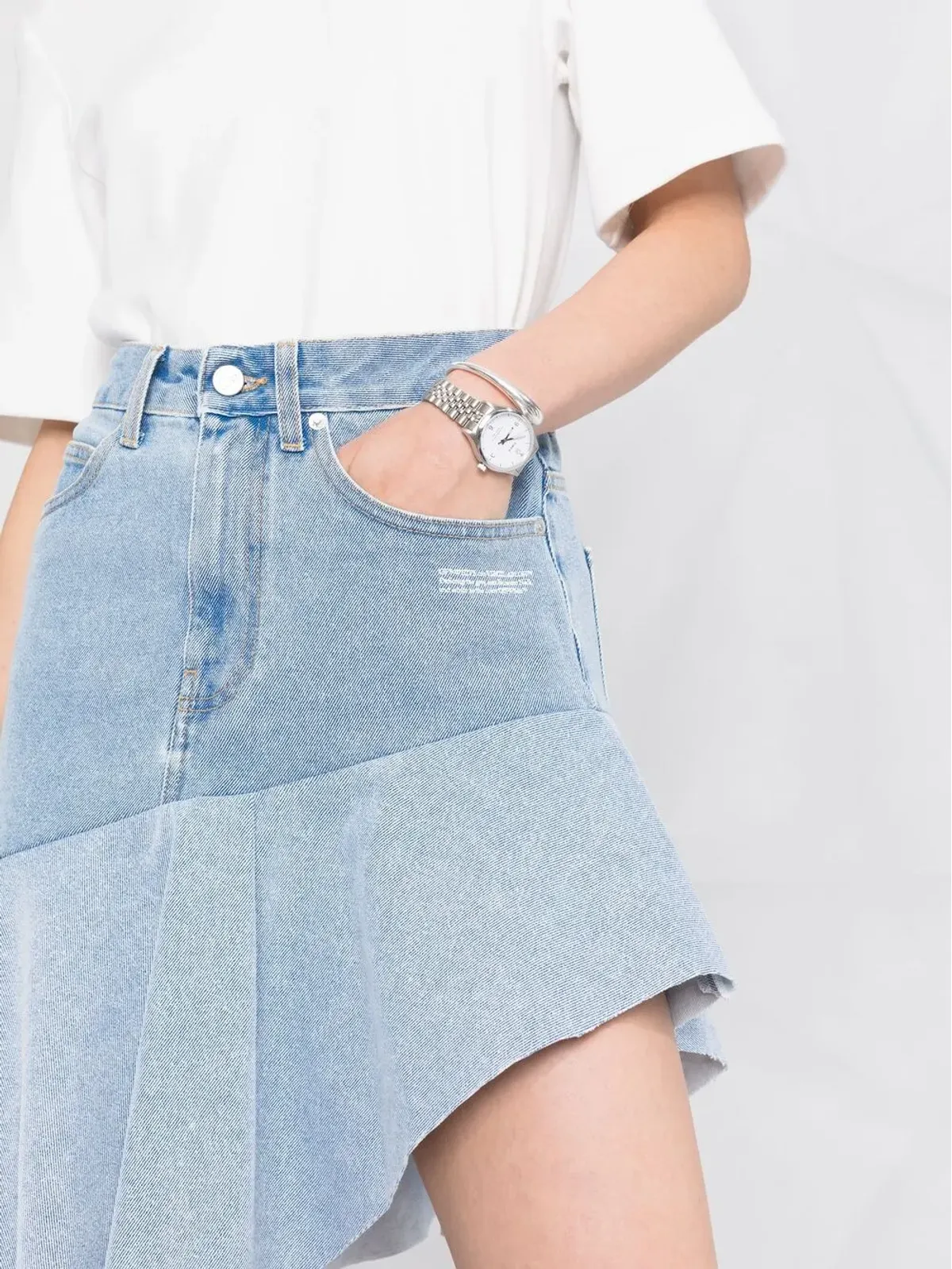 Off-White アシンメトリック・ラッフルデニムスカート - 画像3