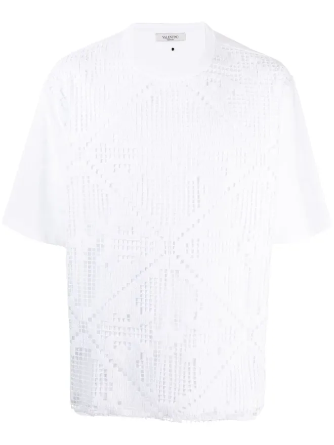 Valentino Garavani Valentino Garavani crochet-front T-shirtの商品画像