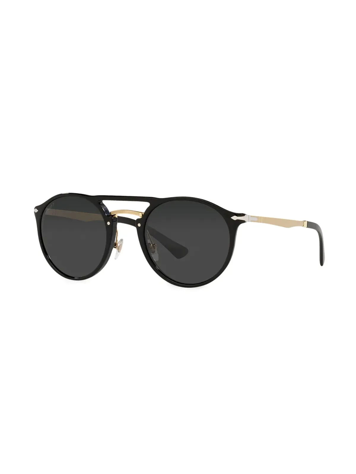 Persol ティント付き丸型フレーム サングラス ブラック - 画像2