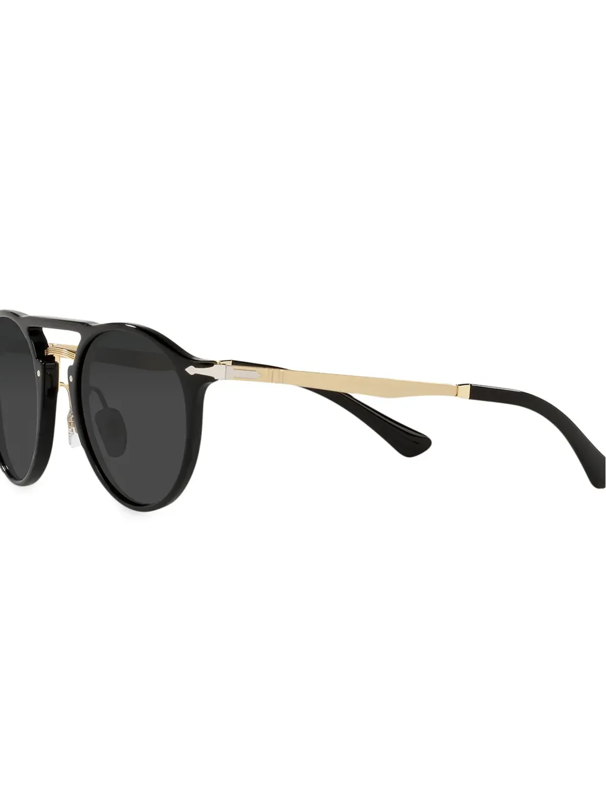 Persol ティント付き丸型フレーム サングラス ブラック - 画像3