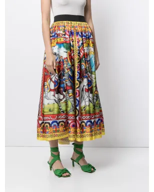 Dolce & Gabbana カレットプリント ツイル ミディスカート イエロー - サムネイル3