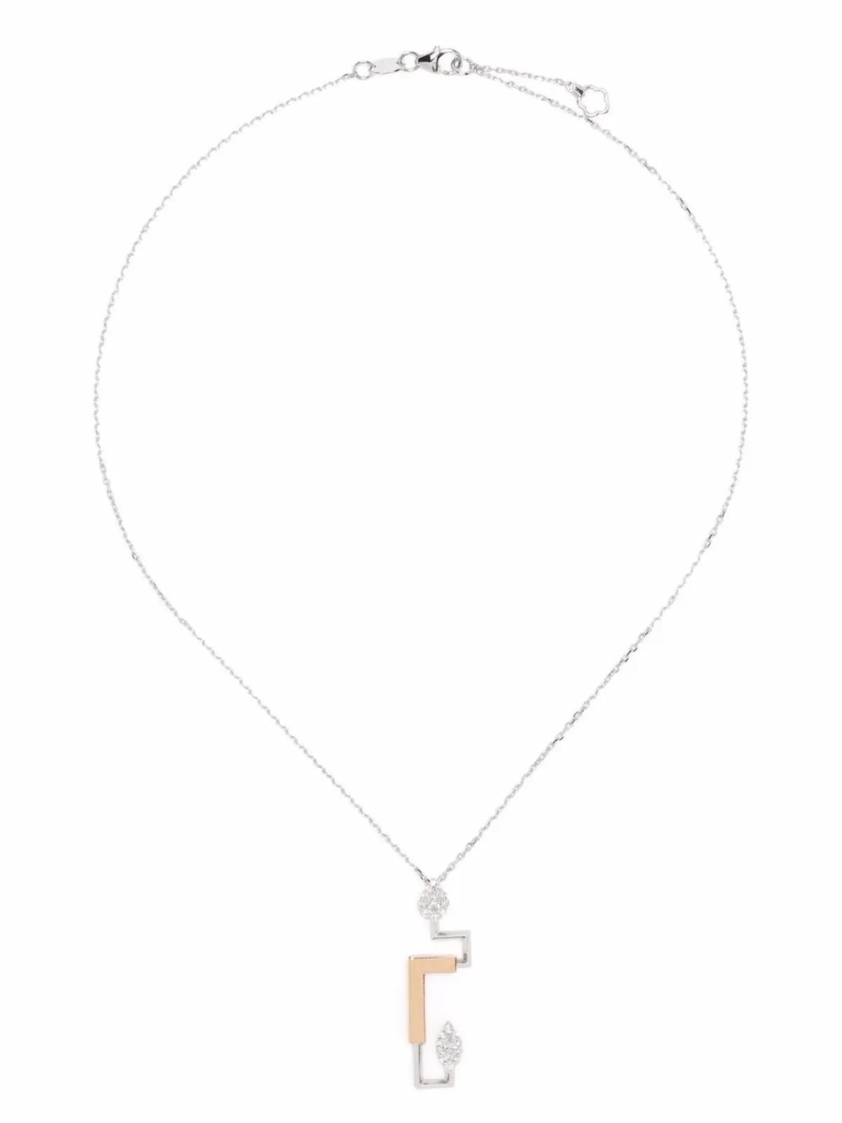 Yeprem 18Kゴールド ダイヤモンド構造ペンダントネックレス - シルバー - 画像3