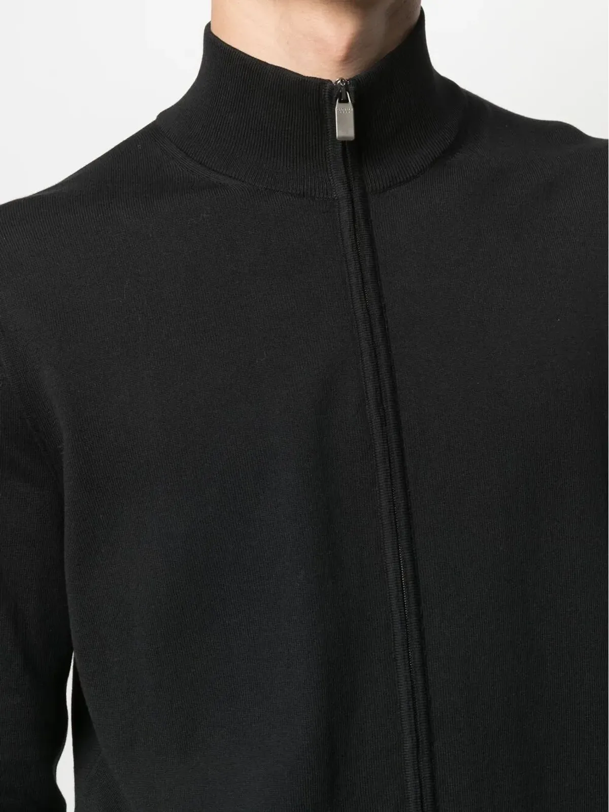 Canali ファネルネック ジップアップ セーター（ブラック） - 画像5