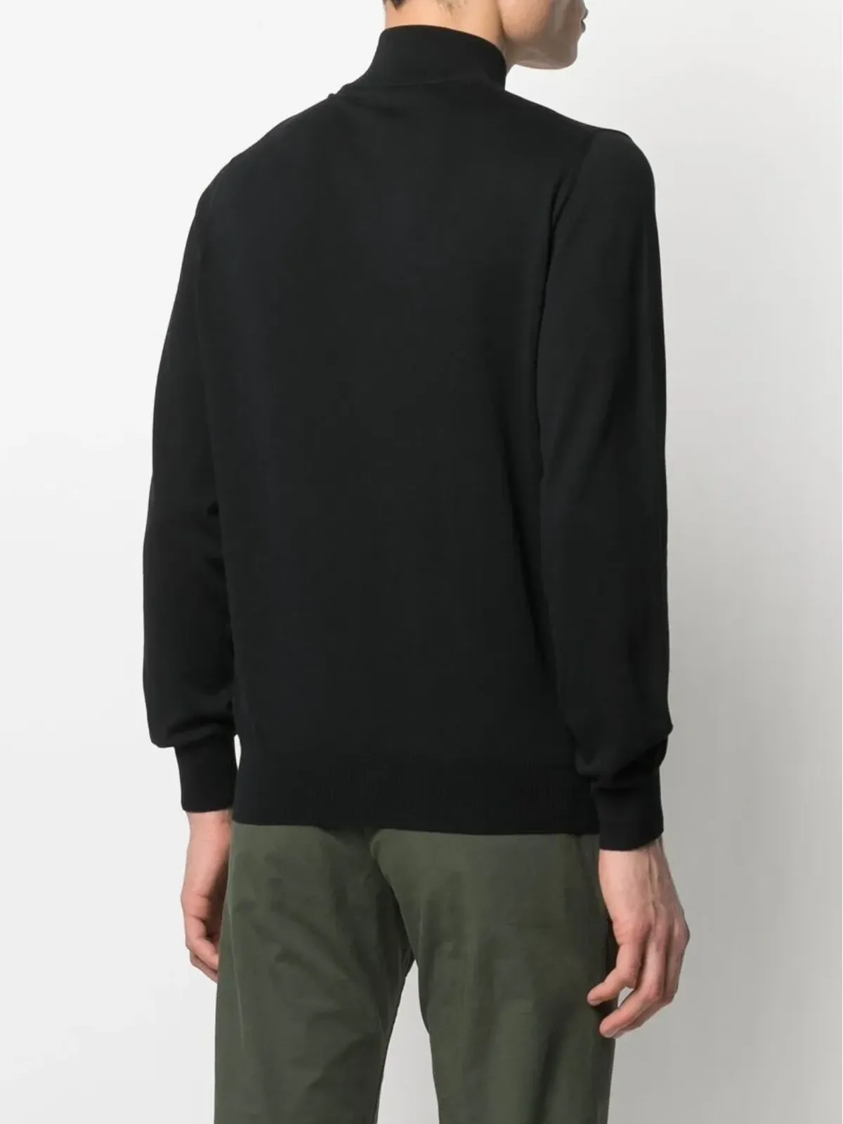 Canali ファネルネック ジップアップ セーター（ブラック） - 画像4