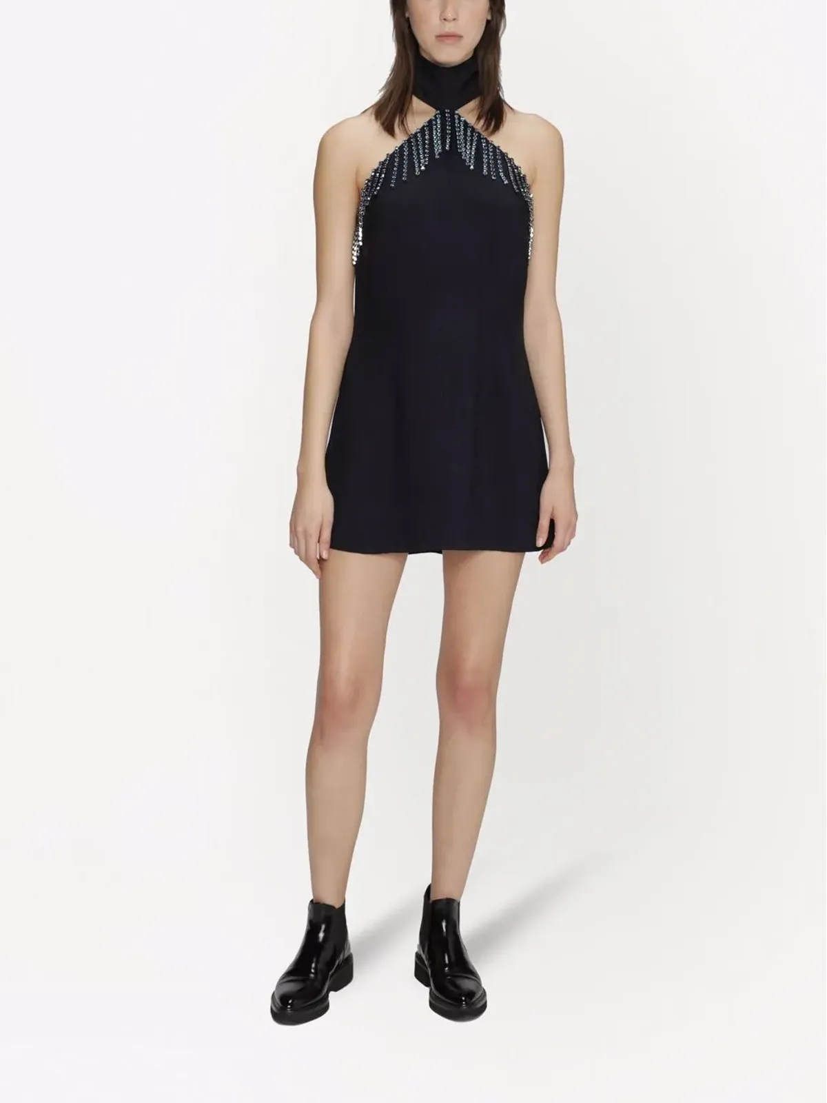 Christopher Kane クリスタルトリムハルタネックドレス - 画像2
