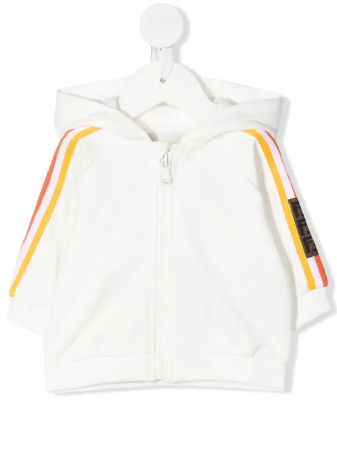 Fendi Kids Fendi Kids ストライプディテール ジップフードパーカー（ホワイト）の商品画像
