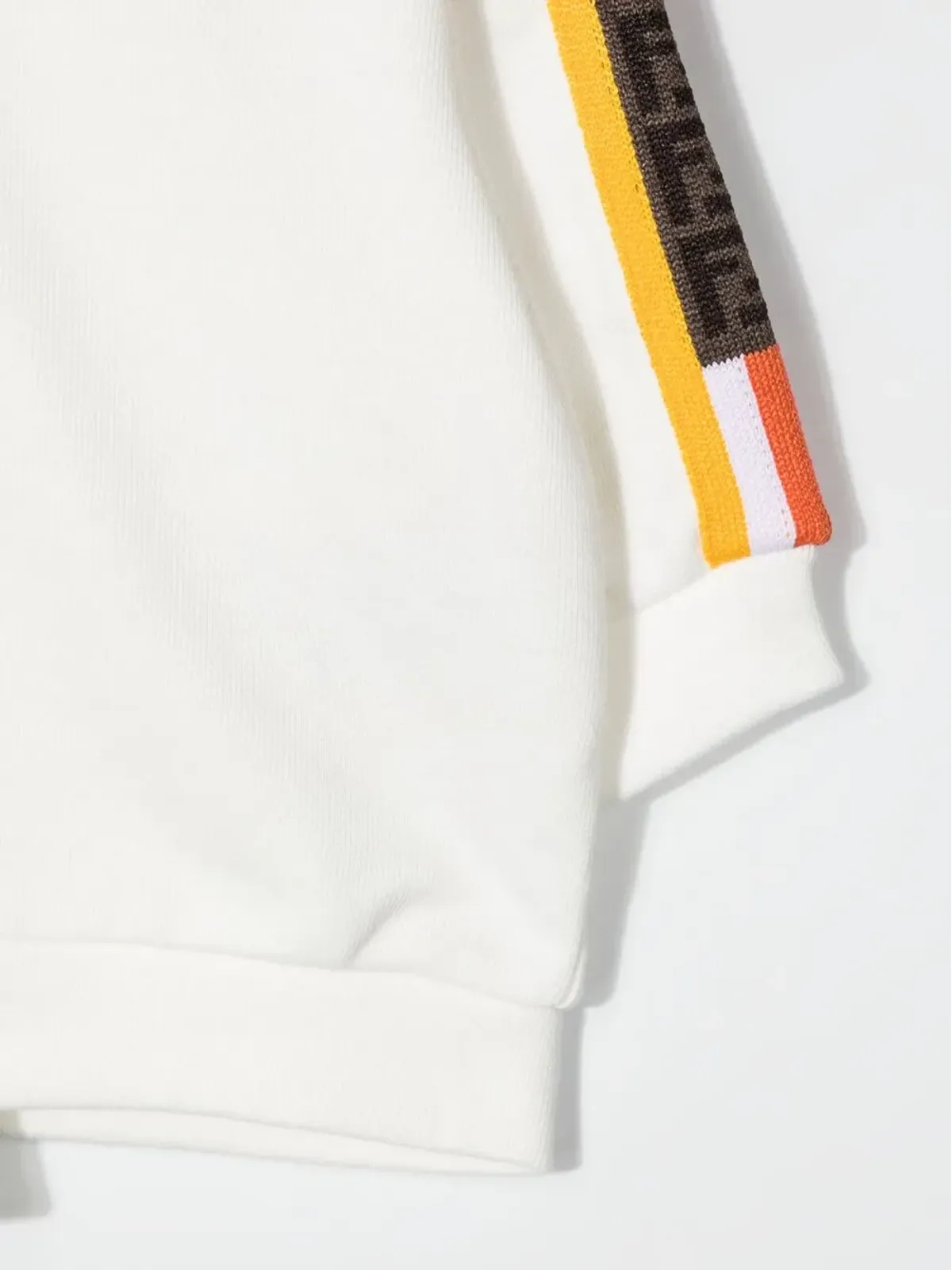 Fendi Kids ストライプディテール ジップフードパーカー（ホワイト） - 画像3