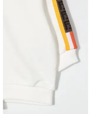 Fendi Kids ストライプディテール ジップフードパーカー（ホワイト） - サムネイル3