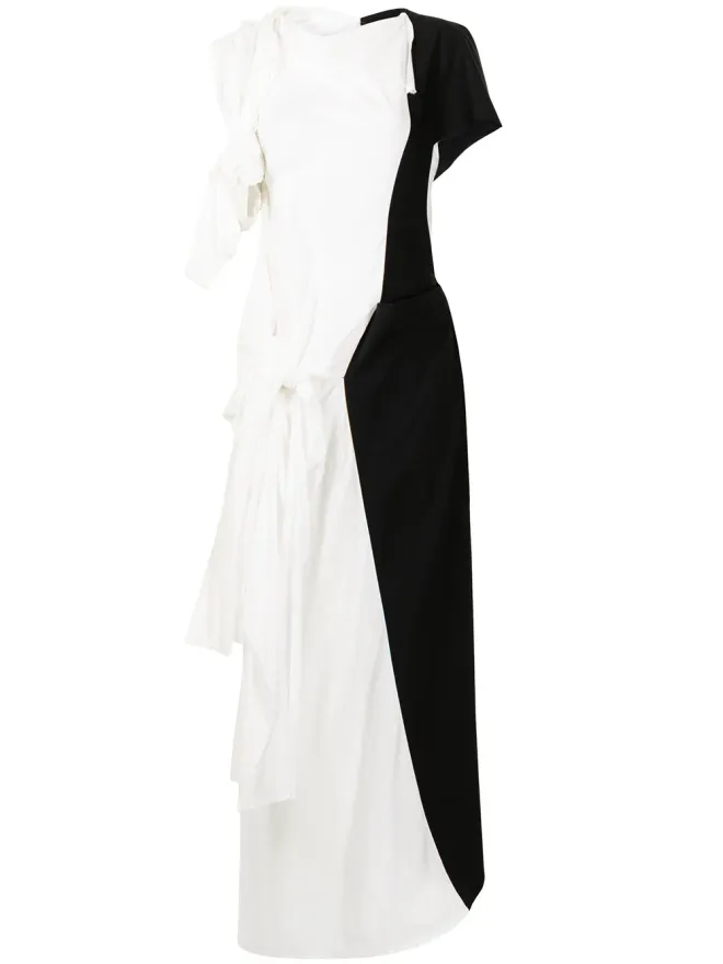 YOHJI YAMAMOTO Yohji Yamamoto カラー・ブロック アシンメトリードレスの商品画像
